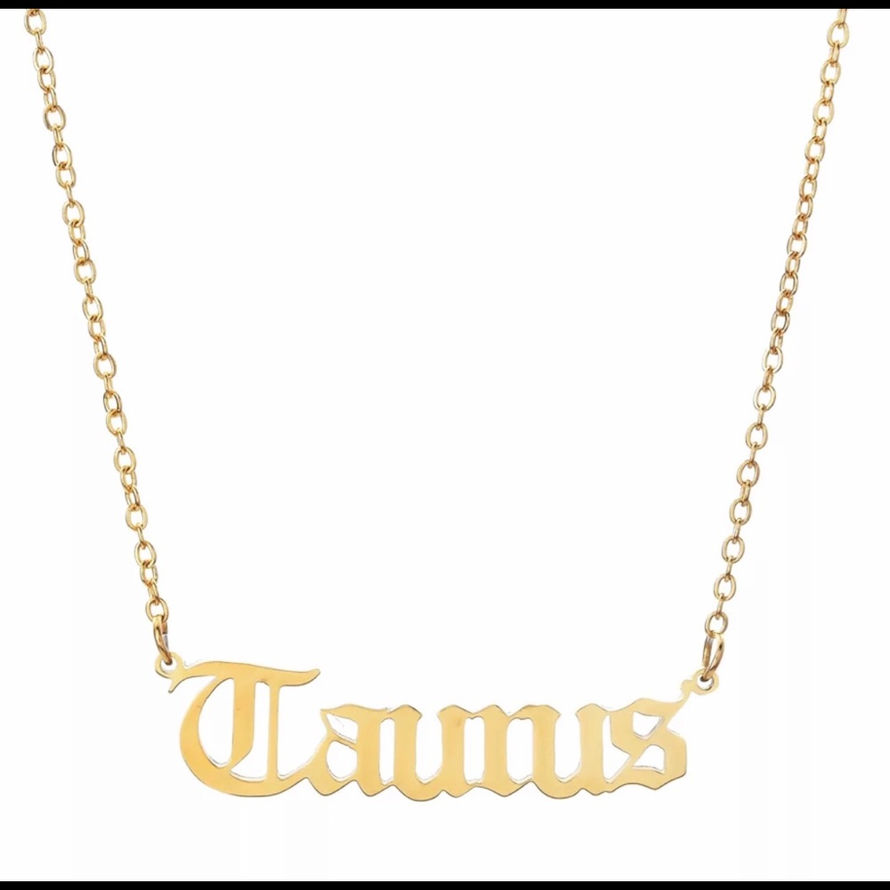 Taurus Zodiac Sign Letter Pendant Gold Necklace.